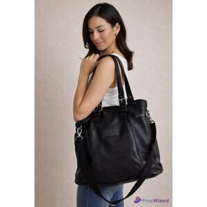 Frette Ville Leather Tote Bag Black Italy Unisex Luxury Shoulder Bag $995 Retail